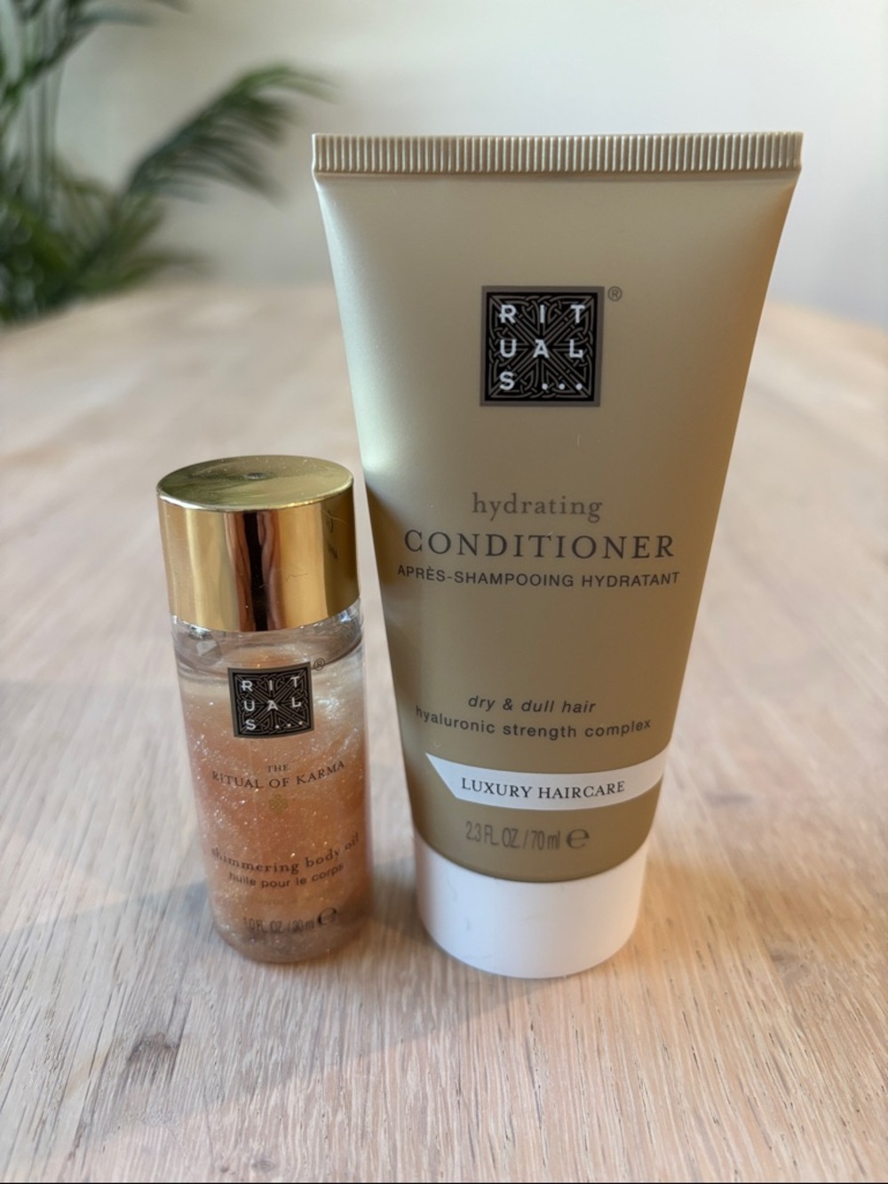 Mini Ritual of Karma Shimmering Body Oil (1oz) + Hair Conditioner (2.3oz) Bundle